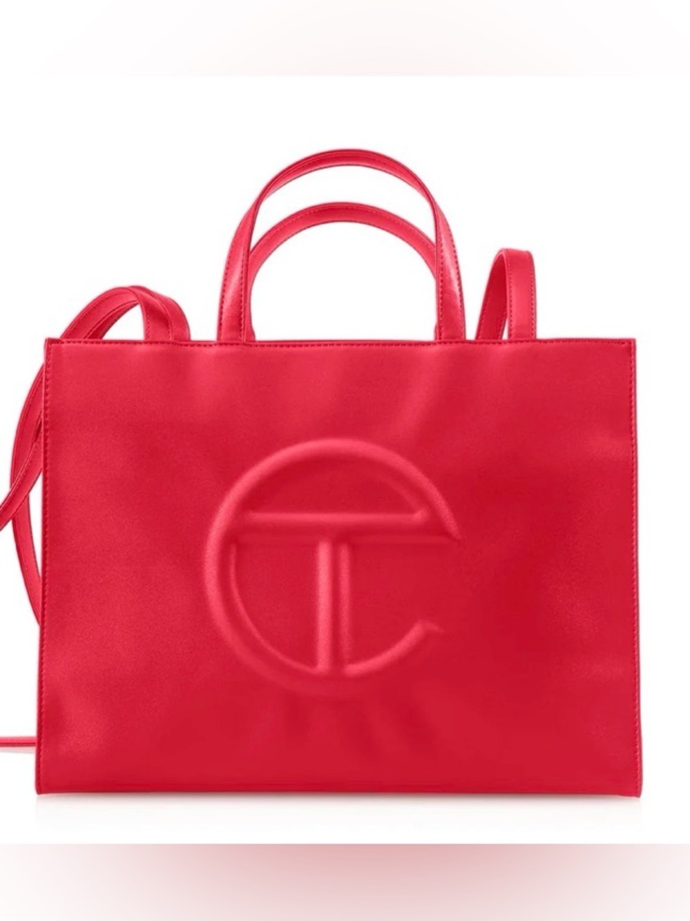 Telfar Embossed Logo Medium Red Shopping Tote